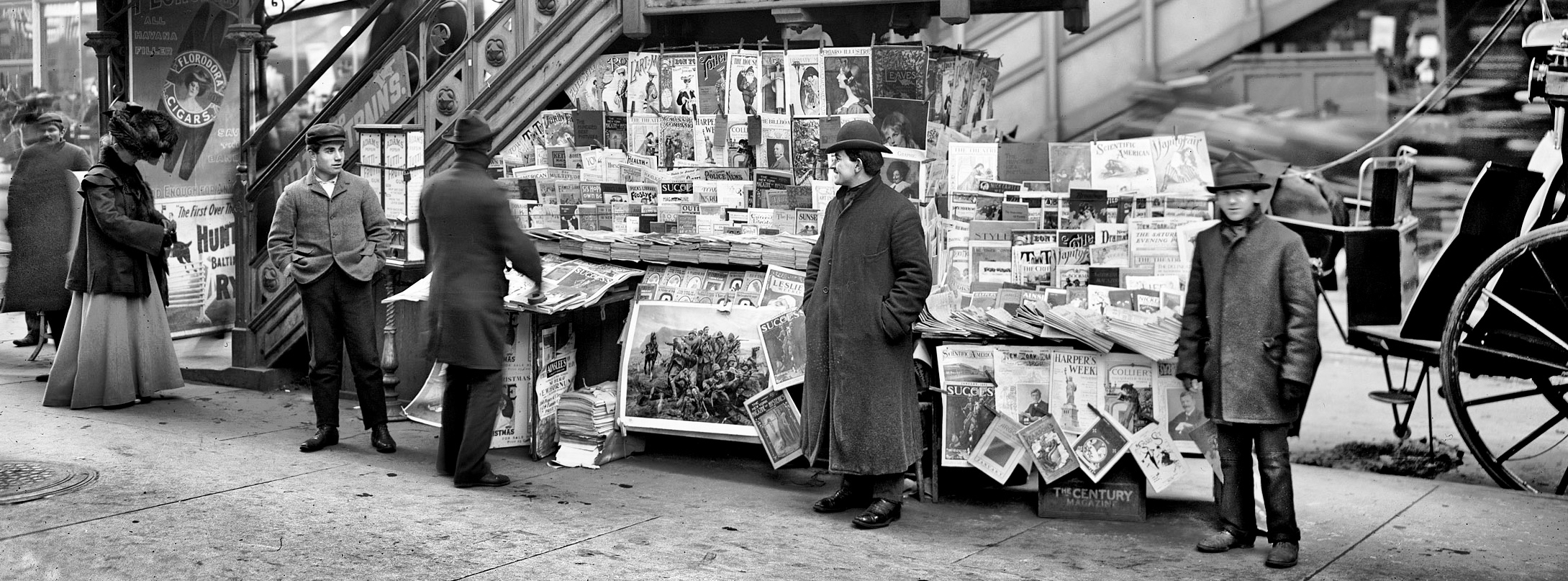 Newsstand near El Station NYC ca 1903